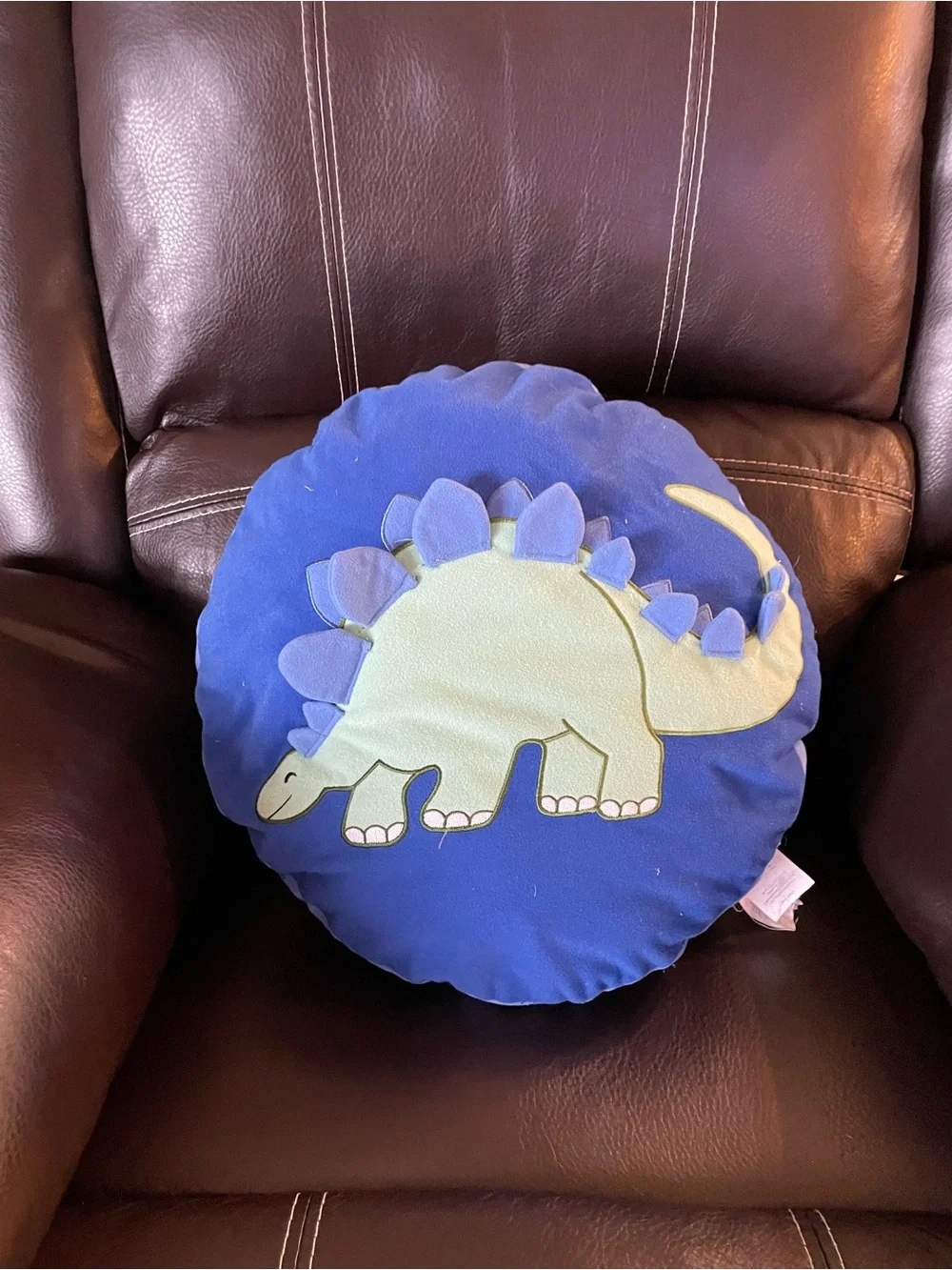 Plush Blue Dinosaur Accent Pillow - Cute Stegosaurus Design